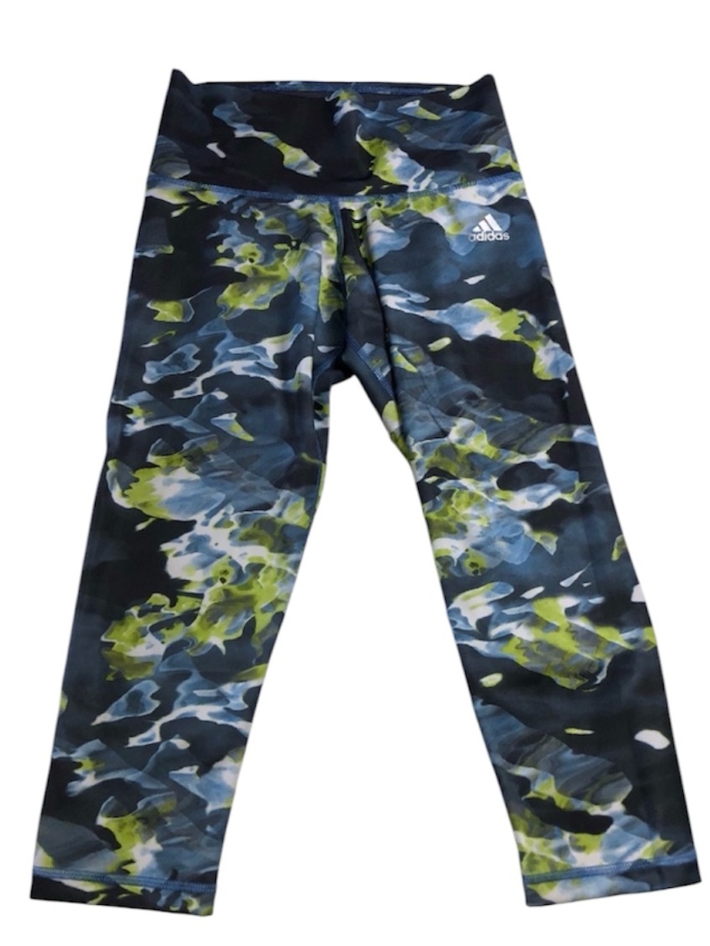 Adidas Climalite Crop Capri Leggings Pants women’s Size XS Blue Green Gym